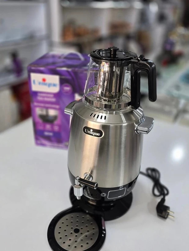 چای ساز سماور برقی 3500 وات 4 لیتری استیل یونیک تکنولوژی آلمان مدل Unique 8046
