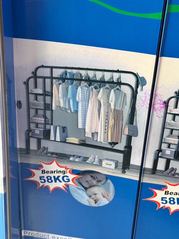 رگال لباس دو میله فلزی چرخدار مدل Double Pole Hanger | تحمل وزن 58 کیلوگرم