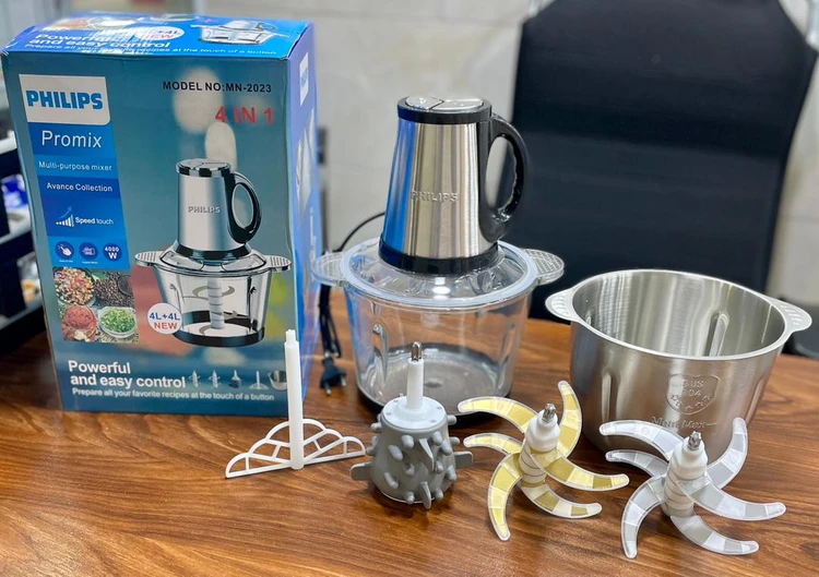 خردکن برقی ۴ لیتری فیلیپس Promix مدل MN-2023 | موتور 4000 وات | 4 کاره