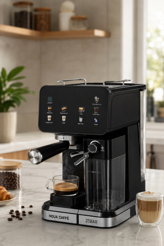 اسپرسو ساز - فشار بخار 25 بار تمام لمسی با مخزن شیر-مدل NCM-199-noua caffe
