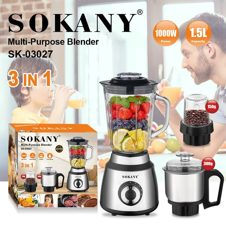 غذاساز چند منظوره سوکانی مدل SOKANY SK-03027 با قدرت 1000 وات