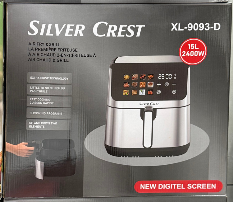 سرخکن بدون روغن و گریل سیلور کرست مدل XL-9093-D ظرفیت ۱۵ لیتر توان ۲۴۰۰ وات