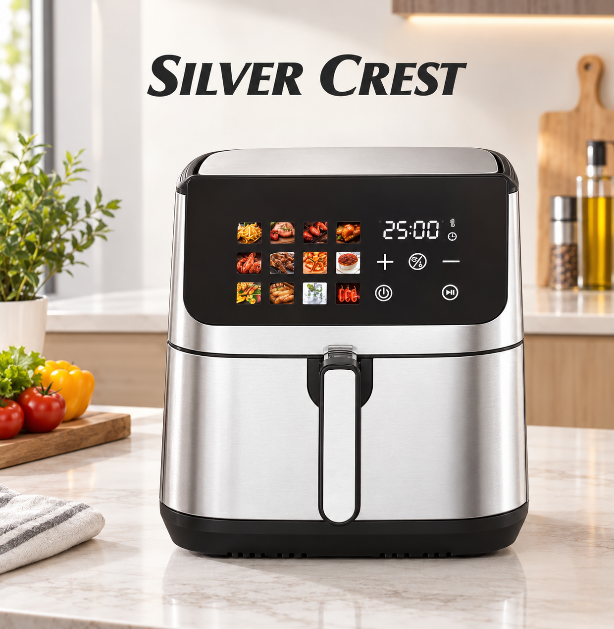 سرخ‌کن بدون روغن و گریل سیلور کرست مدل XL-9093-D ظرفیت ۱۵ لیتر توان ۲۴۰۰ وات