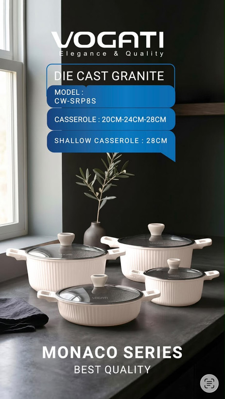 سرویس قابلمه ۸ پارچه ووگاتی VOGATI مدل CW-SRP8S سری Monaco